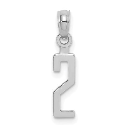 14K White Polished Number 2 Pendant