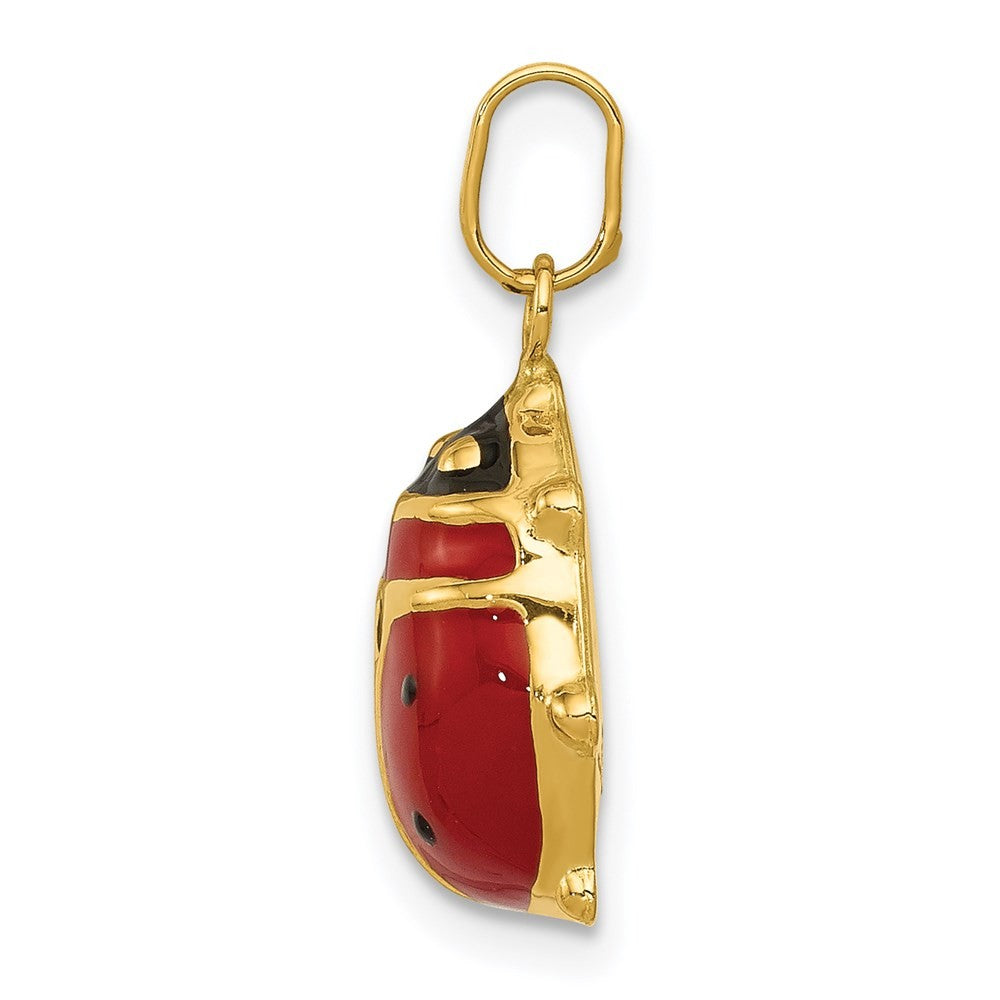 14k Yellow Gold Red and Black Enameled Ladybug Charm