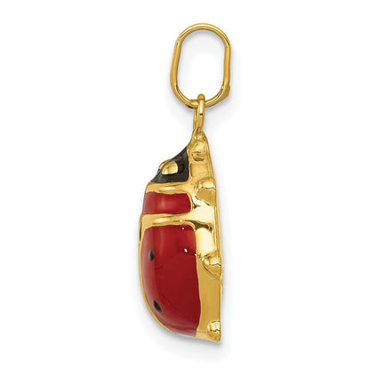 14k Yellow Gold Red and Black Enameled Ladybug Charm