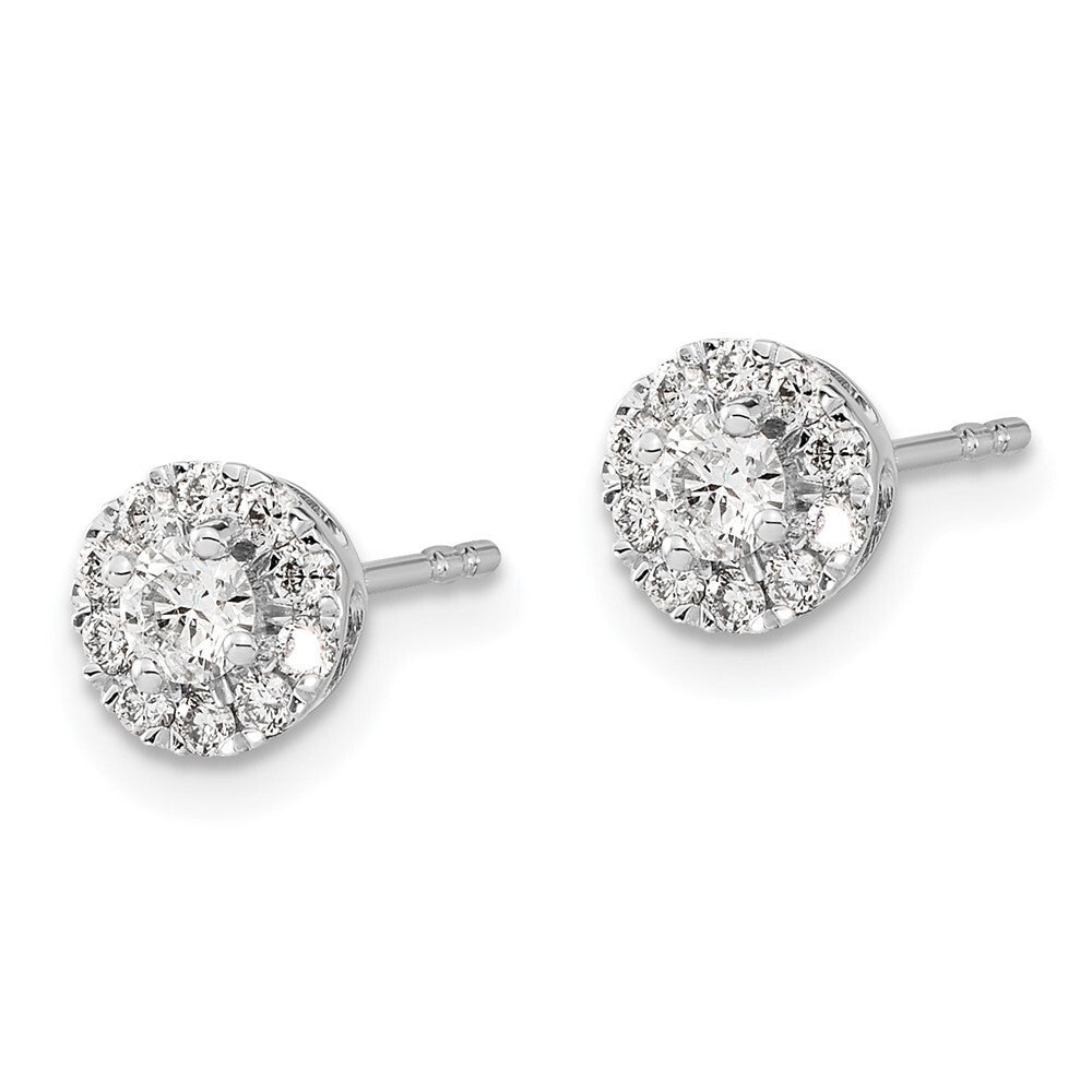 14k White Gold Diamond Cluster Stud Earrings