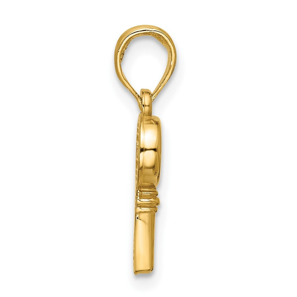 14k Yellow Gold Polished Heart Key Pendant for Women