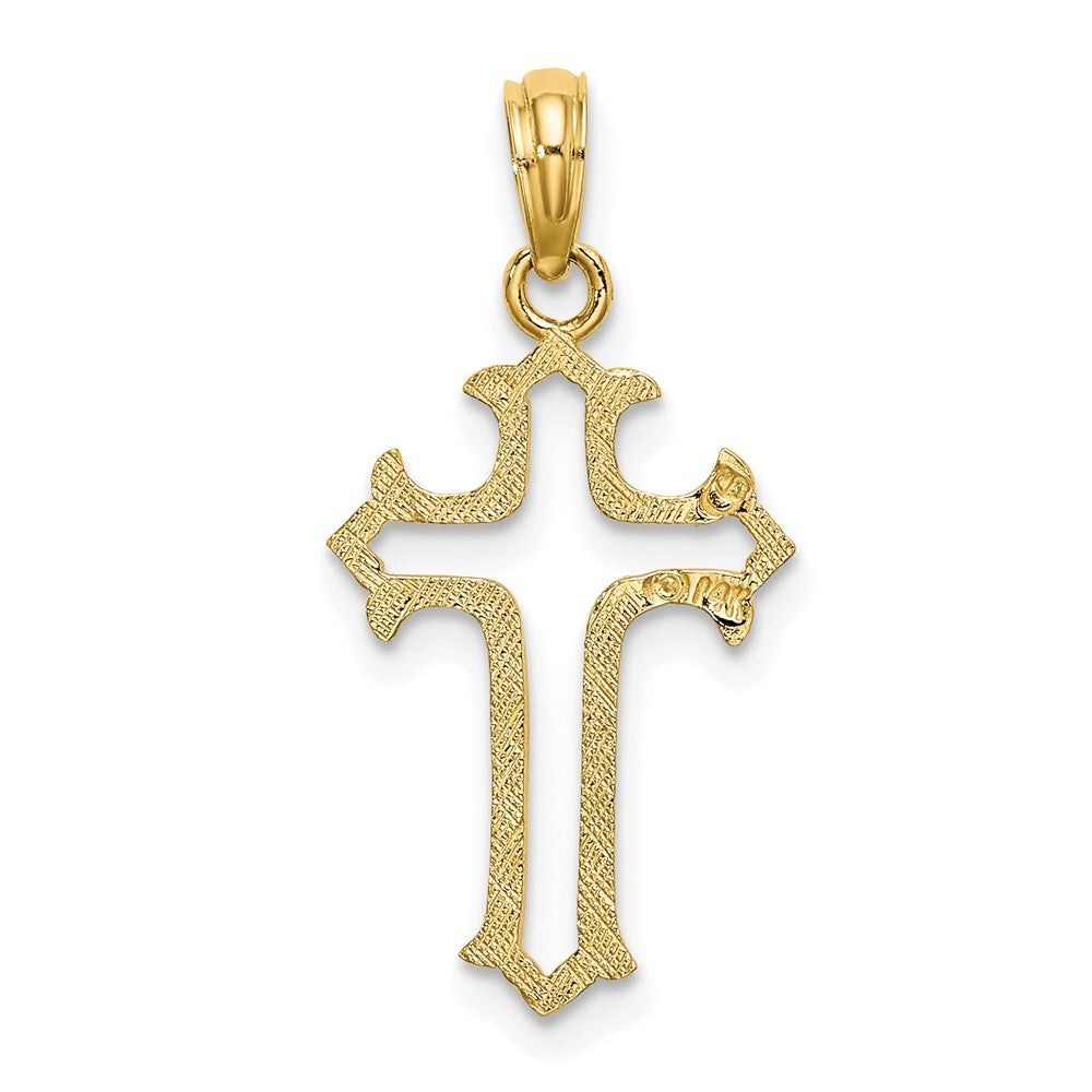 14k Yellow Gold Cut-Out Cross Charm Pendant