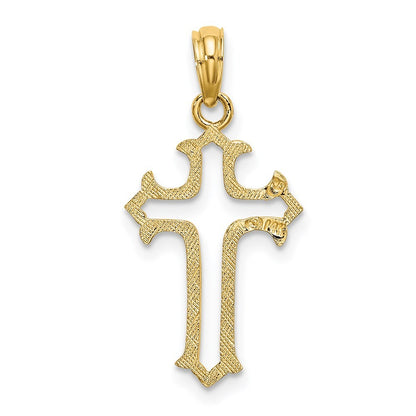 14k Yellow Gold Cut-Out Cross Charm Pendant