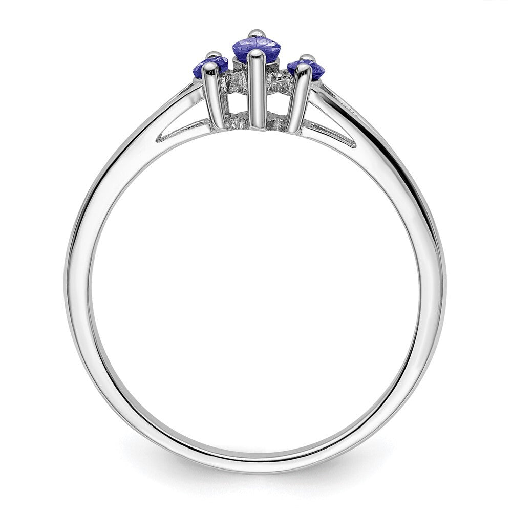 Sterling Silver Rhodium 3 Stone Tanzanite Ring Size 7