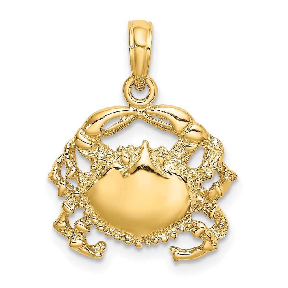 14k Yellow Gold Crab Charm Pendant for Women