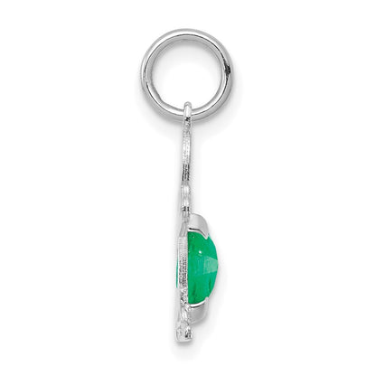 14k White Gold Boy 6x4 Oval Genuine Emerald-May Pendant for Women