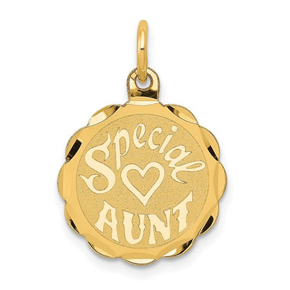 14k Yellow Gold SPECIAL AUNT Charm Pendant for Women