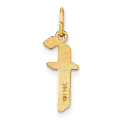 14k Yellow Gold Lowercase Letter F Initial Pendant for Women