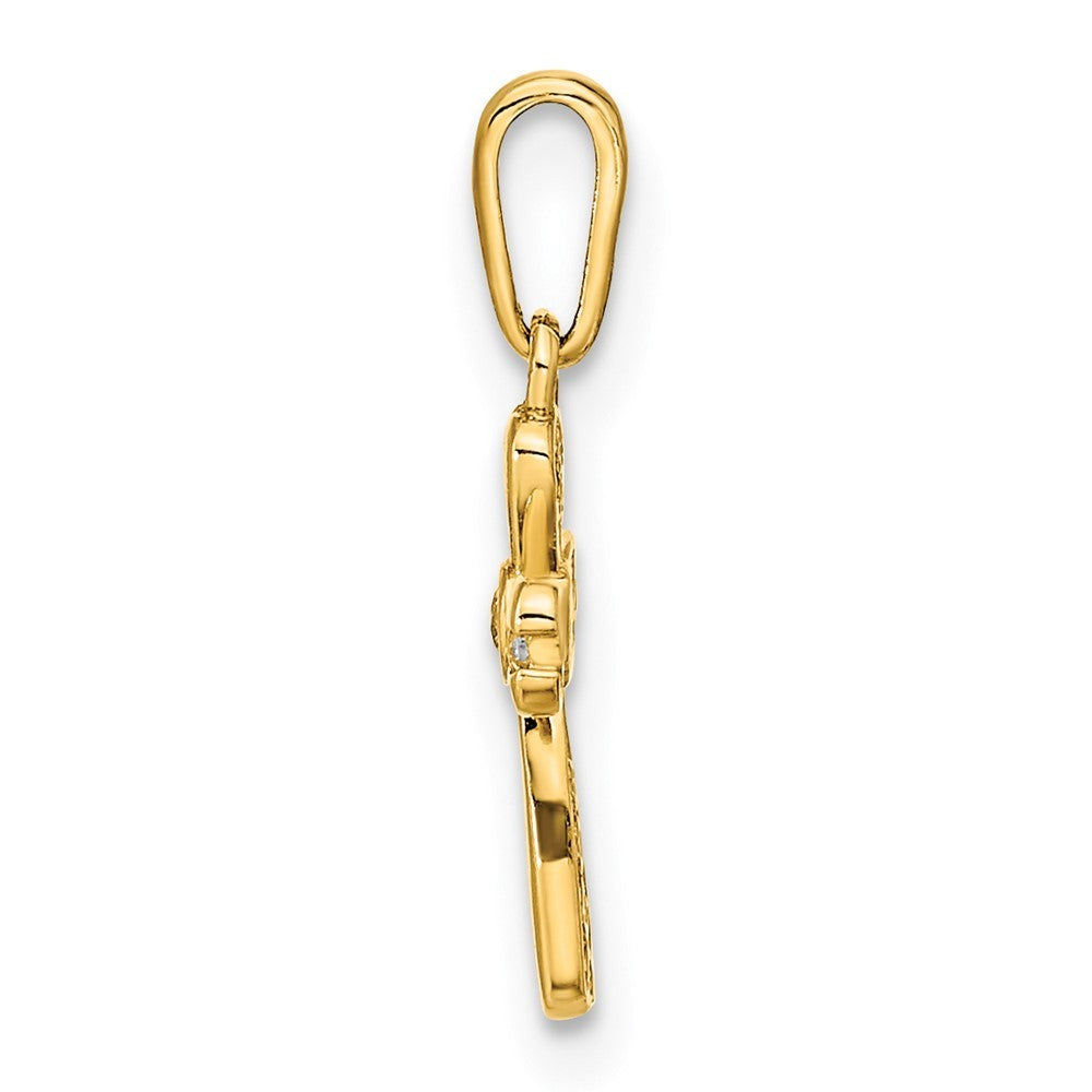 14k Yellow Gold Polished CZ Cross Pendant