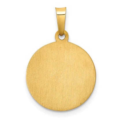 14k Yellow Gold Polished and Satin St Jude Thaddeus Medal Hollow Pendant