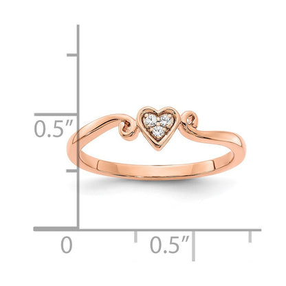 14k Rose Gold Polished Heart Diamond Ring