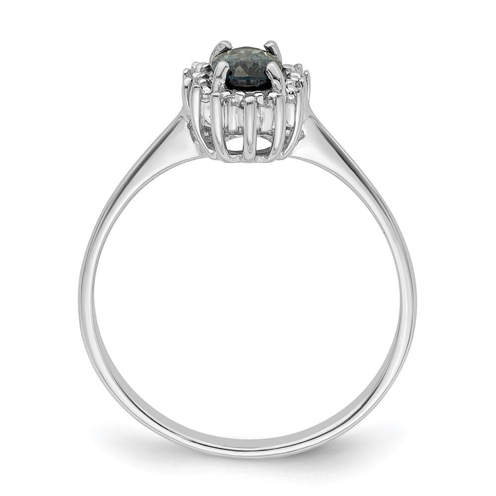Sterling Silver Rhodium-plated Sapphire Diamond Ring Size 6