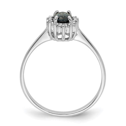 Sterling Silver Rhodium-plated Sapphire Diamond Ring Size 6
