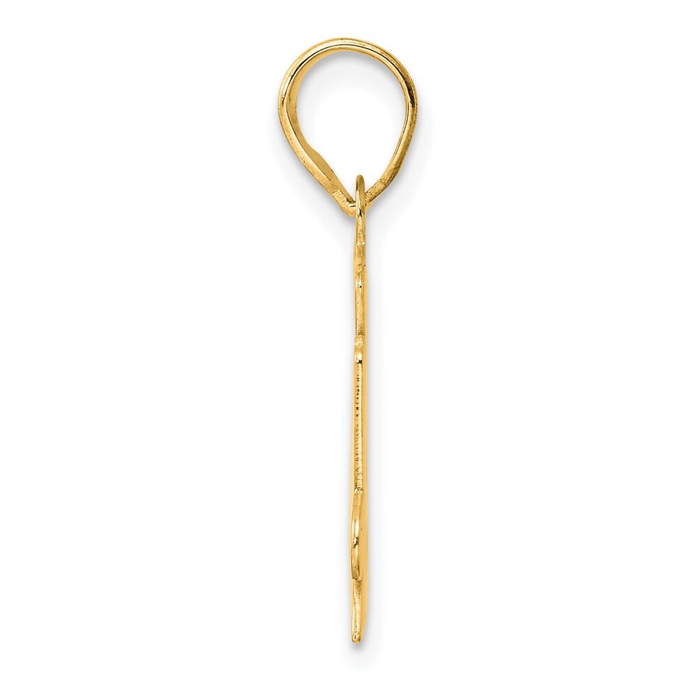 14k Yellow Gold Polished Etched Number 24 Pendant for Women