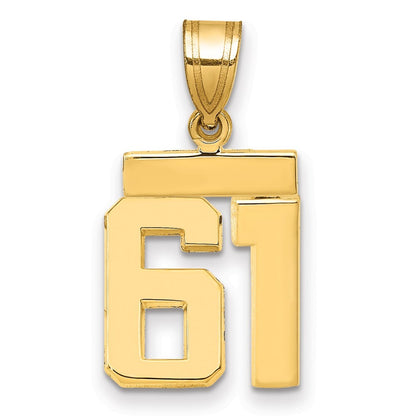 14k Yellow Gold Small Polished Number 61 Charm Pendant for Women