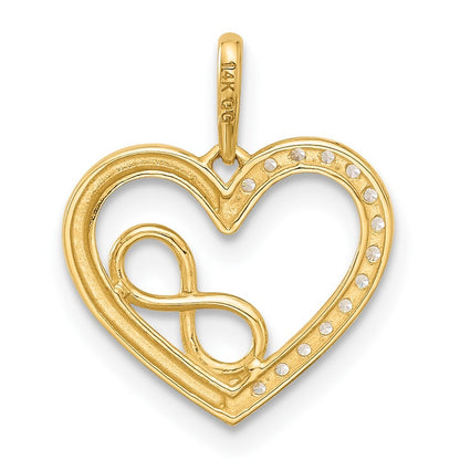 14k Yellow Gold Polished CZ Infinity Heart Pendant