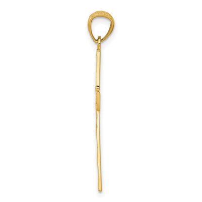 14k Yellow Gold Diamond-cut Filigree Cross Pendant