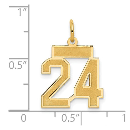 14k Yellow Gold Small Satin Number 24 Charm Pendant for Women