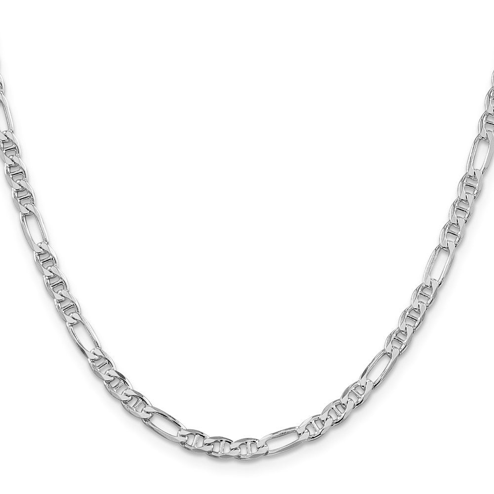 Sterling Silver Rhodium-plated 3.75mm Figaro Anchor Chain Necklace