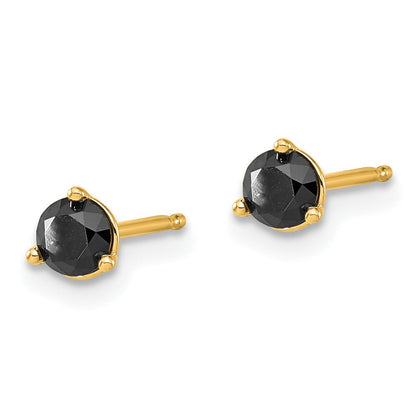 14k Yellow Gold 1/2ct. Black Diamond Stud Earrings Gift for Women