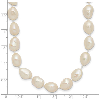 14k Yellow Gold 7x11 White Baroque Freshwater Cultured Pearl 18 inch Necklace