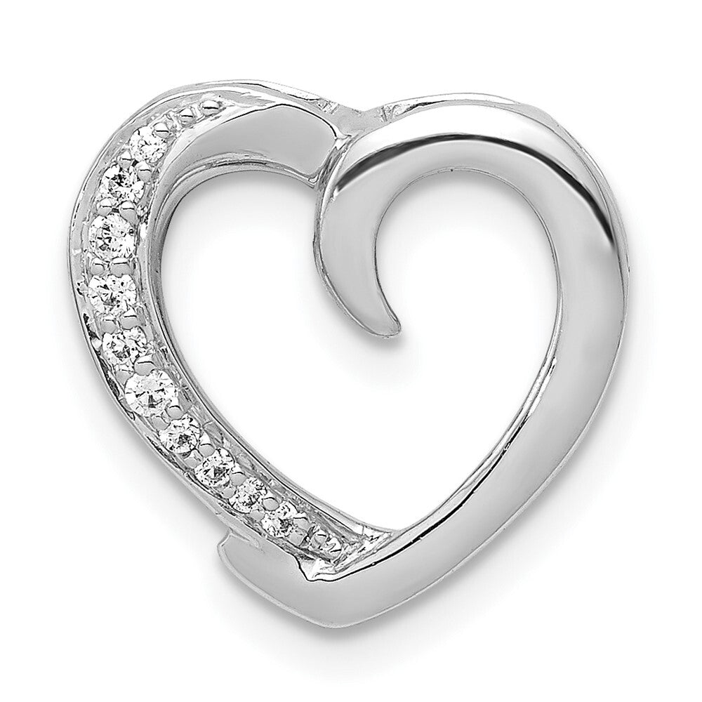 14k White Gold 1/20ct. Diamond Heart Chain Slide Pendant for Women
