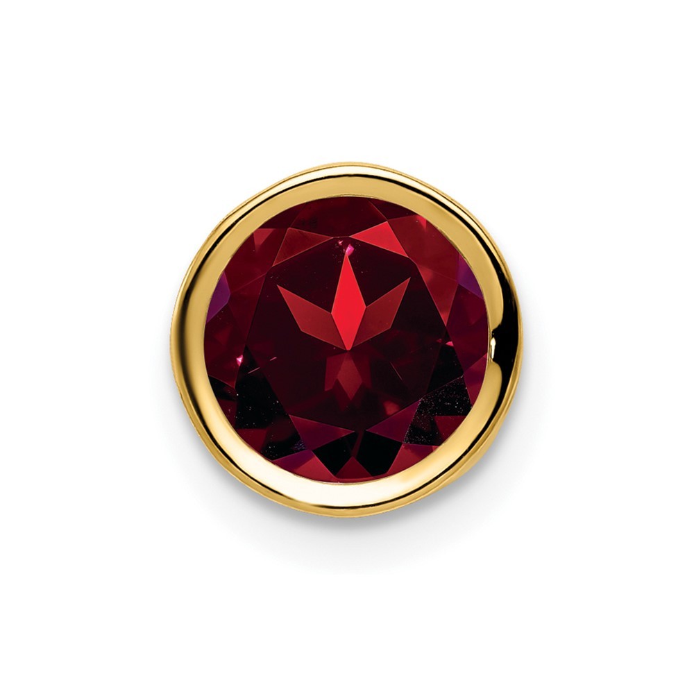 14k Yellow Gold 7mm Garnet bezel pendant