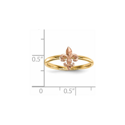 14K Two-tone Gold Polished Fleur de Lis Ring