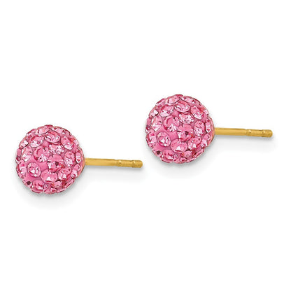 14k Yellow Gold Rose Crystal 6mm Stud Earrings