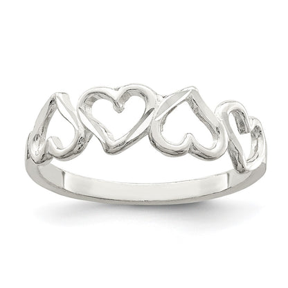 Sterling Silver Diamond-Cut Heart Ring Size 7