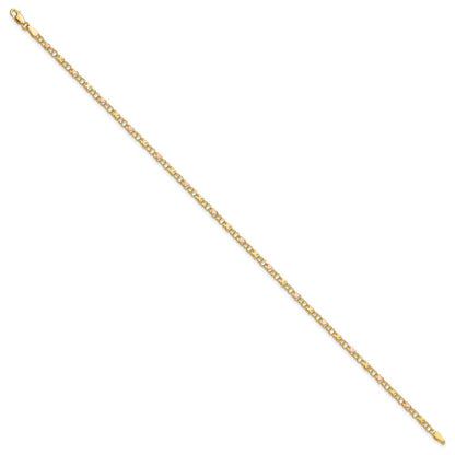 14k Polished and Satin Rose-plated X-and-Heart 9 inch Anklet