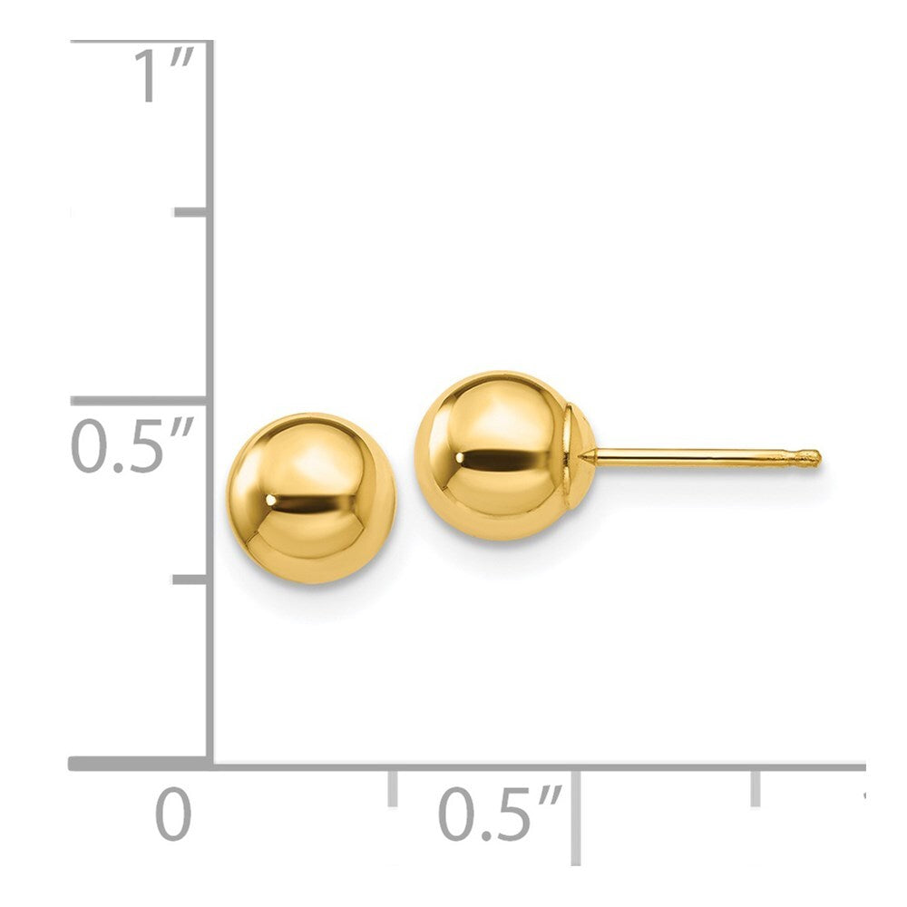 14k Yellow Gold Polished 6mm Ball Stud Earrings Gift for Women