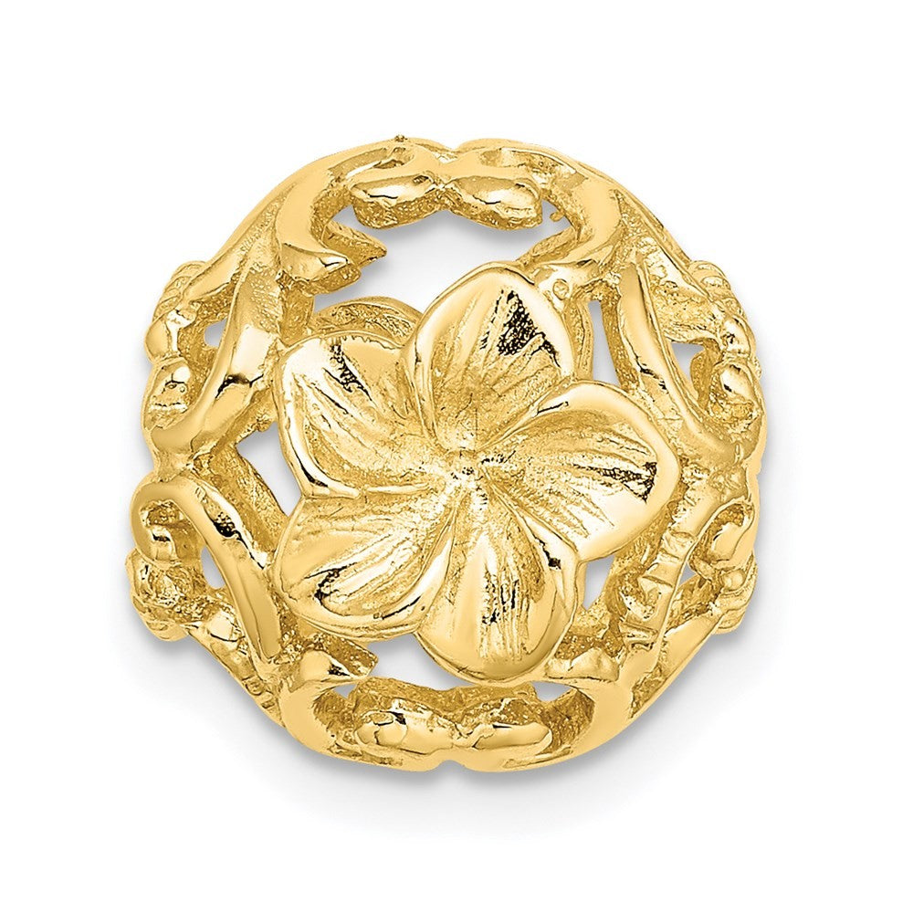 14k Yellow Gold 3-D Cut-out Flower Bead Slide