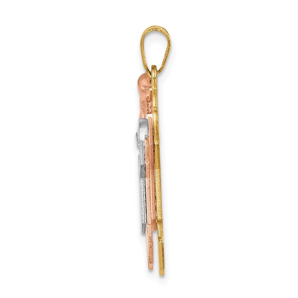 14k Tri-Color Gold Big Girl and Little Boy Engravable Charm