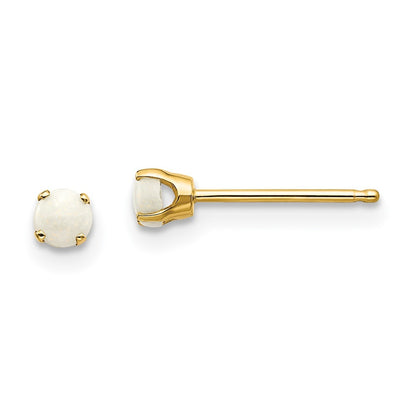 14k Yellow Gold 3mm October/Opal Earrings