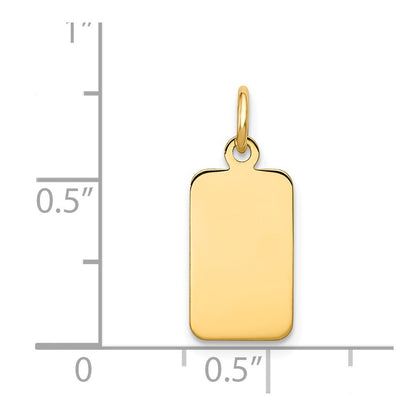 14k Yellow Gold Plain .027 Gauge Engravable Rectangular Disc Charm Pendant