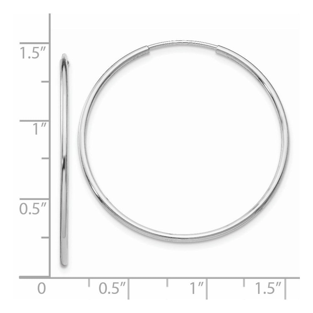 14k White Gold Polished Endless Tube Hoop Earrings