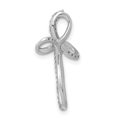 14k White Gold 1/6ct. Diamond Cross Chain Slide Pendant for Women