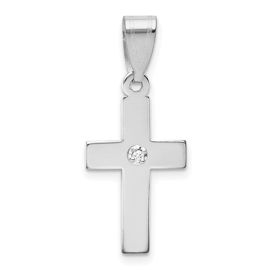 14k White Gold .01ct. Diamond Cross Pendant for Women