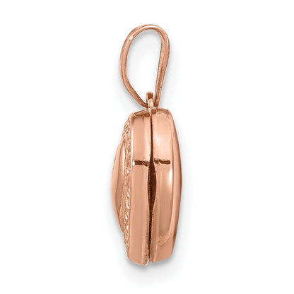 14k Rose Gold Polished 10mm Heart-Shaped Scrolled Locket