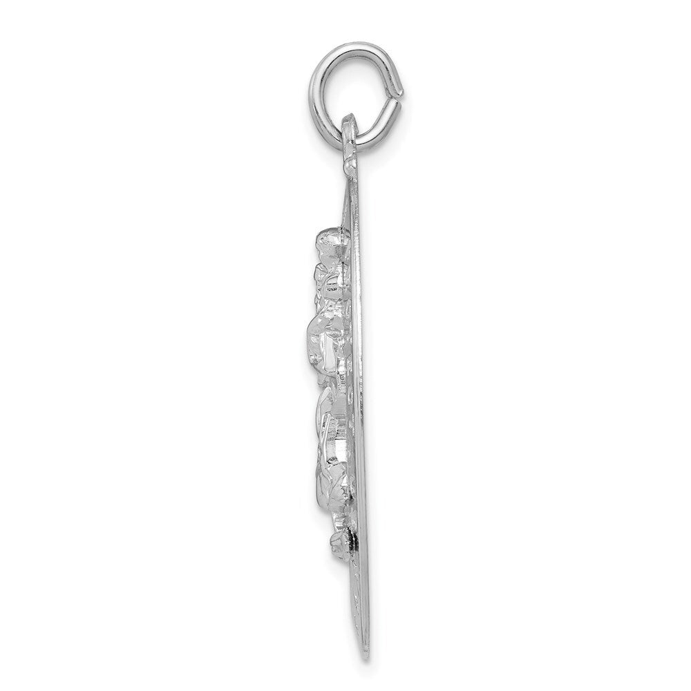 Sterling Silver Rhodium-plated Saint Christopher Medal Pendant