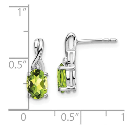 14k White Gold Oval Peridot and Diamond Drop & Dangle Earrings