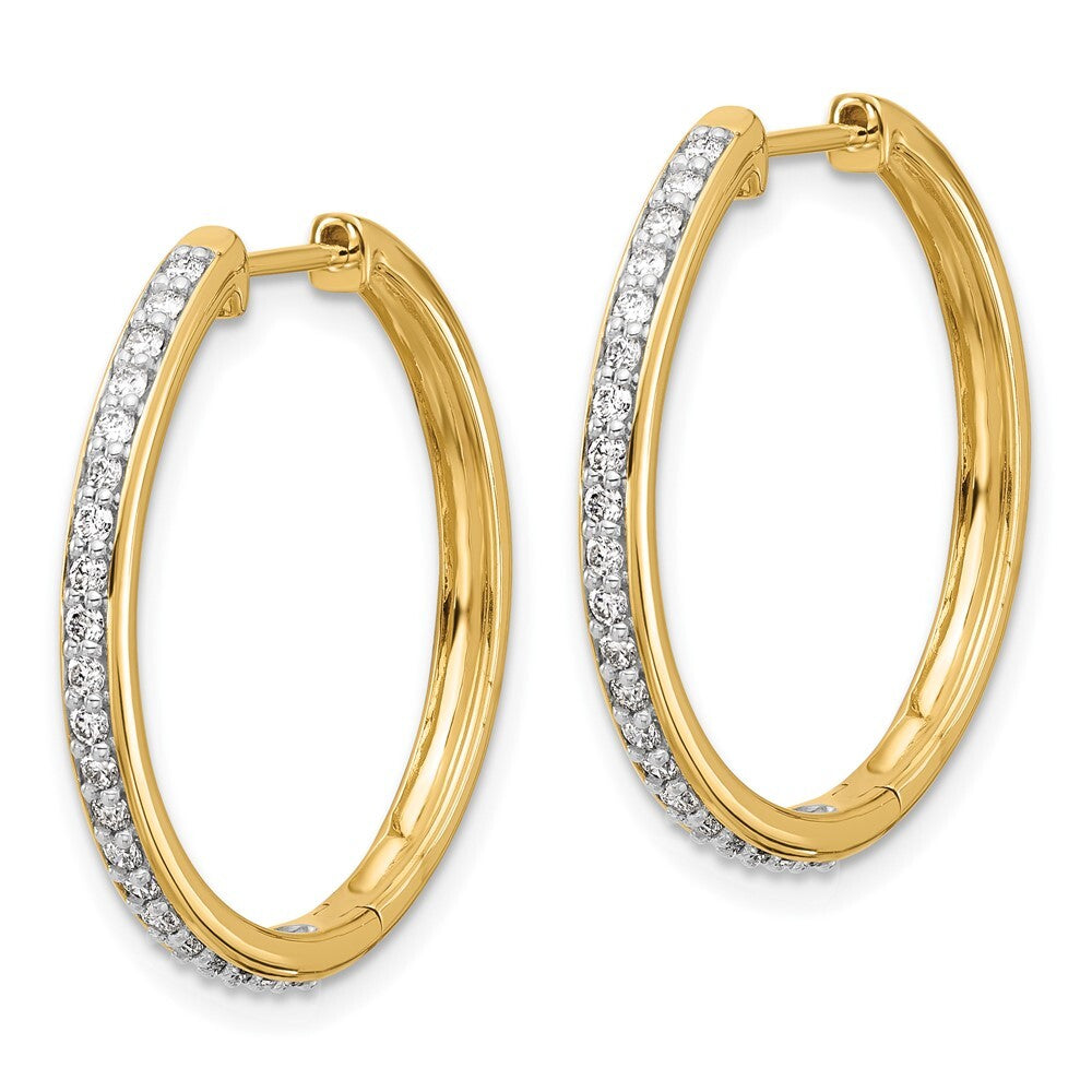 14k Yellow Gold Diamond Hinged Hoop Earrings