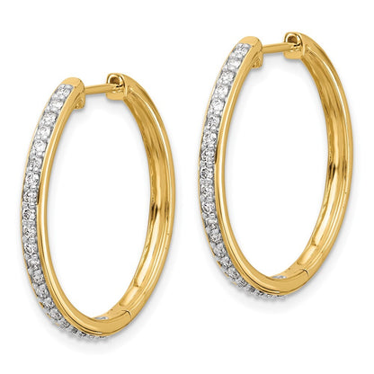 14k Yellow Gold Diamond Hinged Hoop Earrings