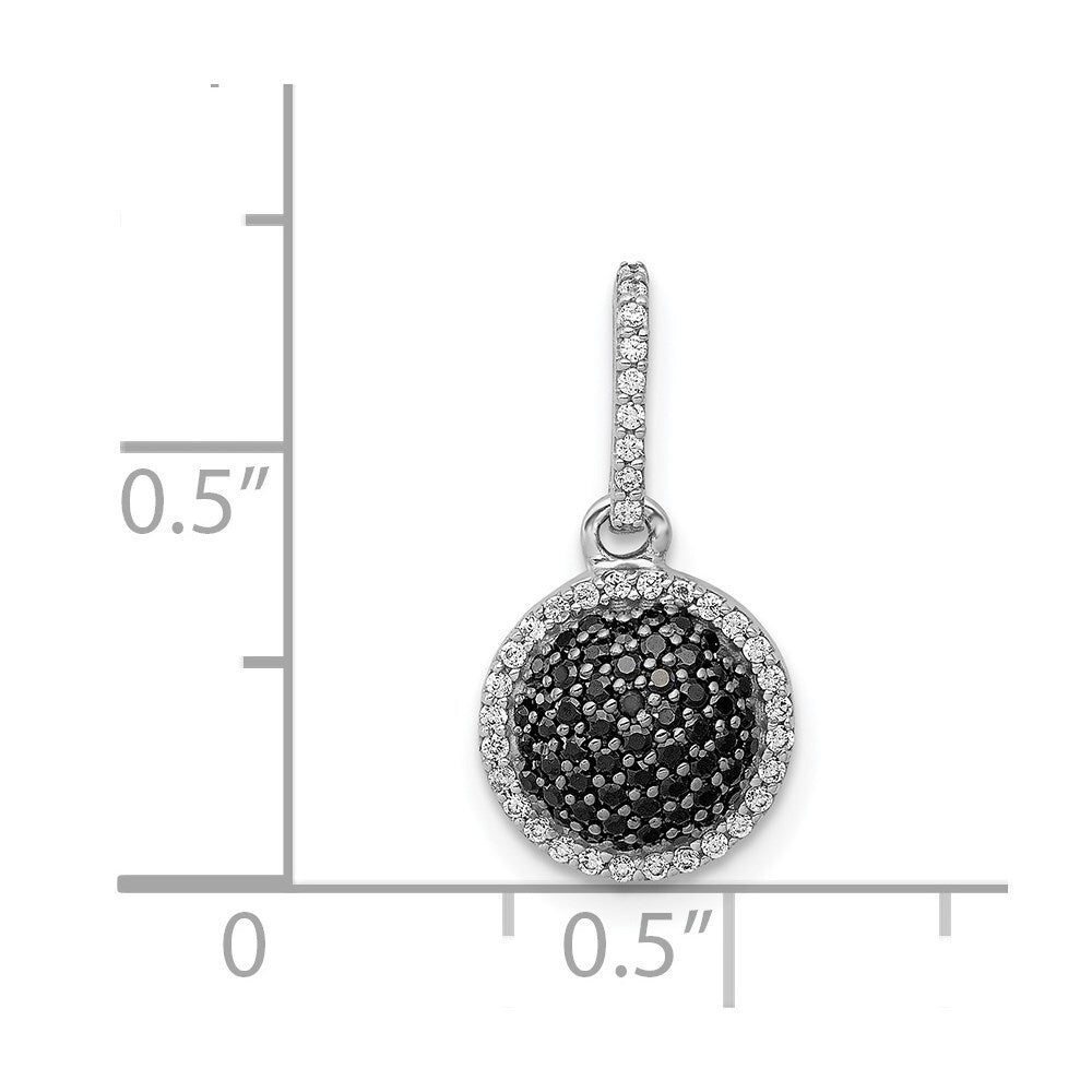 14k White Gold White/Black Diamond Circle Cluster Pendant for Women