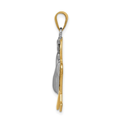 14k Two-Tone Gold Puffed Boy w Hat on Left Engravable Charm