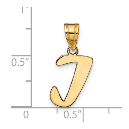 14k Yellow Gold Polished Script Letter I Initial Pendant for Women
