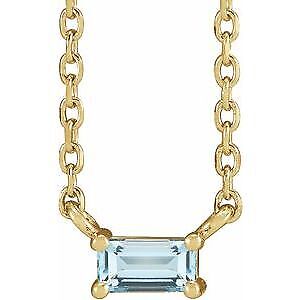 14k Yellow Gold Natural Sky Blue Topaz Solitaire Pendant Necklace