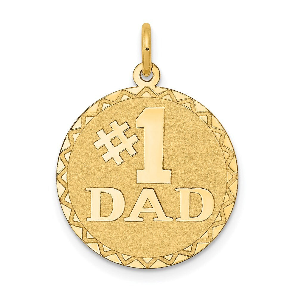14k Yellow Gold #1 DAD Charm Pendant for Women