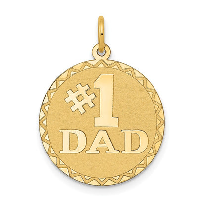 14k Yellow Gold #1 DAD Charm Pendant for Women
